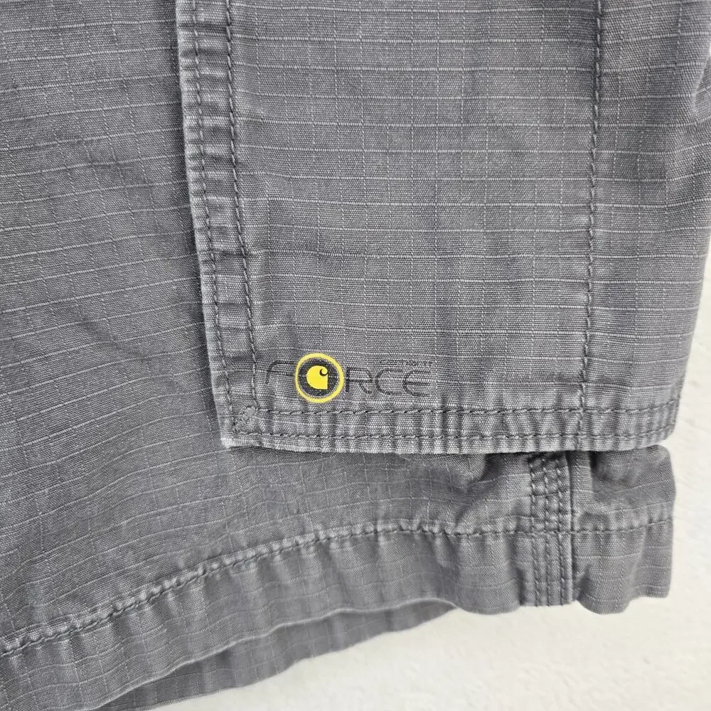 Carhartt Force Tappen Cargo Shorts Mens 38 (Fits 36x10) Gray Relaxed Fit 101168